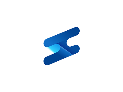 S + C Logo Mark blue c curl curve design inside letter logo negative paper s space