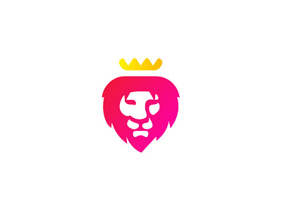 Lion Crown baze corporate crown flame lion logo mark media negative pink space