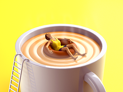 Coffee Break - Daily 3D 3d 3dillustration break c4d coffee cream daily illustration model render smoke