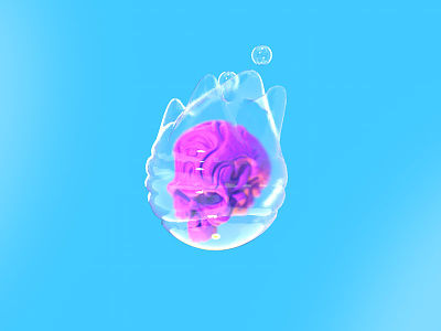 Daily 3d - Bubble Skull 3d bubble cinema 4d cute file fire free illustration render simple skull