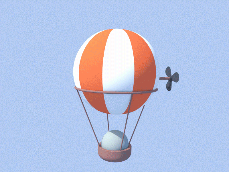Hot air Balloon - 3D GIF 3d 3d animation 3d artist 3dsmax air animated baloon c4d gif gif animated hot