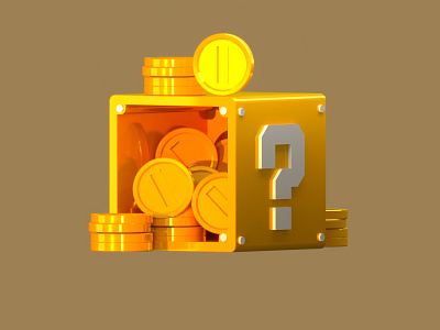 Golden coin box illsutration - Youtube tutorial 3d 3d art 3d box 3d illustration 3d modeling c4d cinema4d coins game art game ui golden illustration tutorial