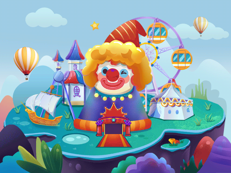 Clown amusement park animation illustration ui 动效