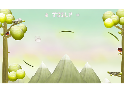 Tjilp game interface bird brushing design devine egg game howest interface mountain nest tree wacom