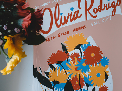Olivia Rodrigo at WaMu Theater in Seattle concert flowers gracie abrams mid century midcentury olivia rodrigo poster seattle showbox