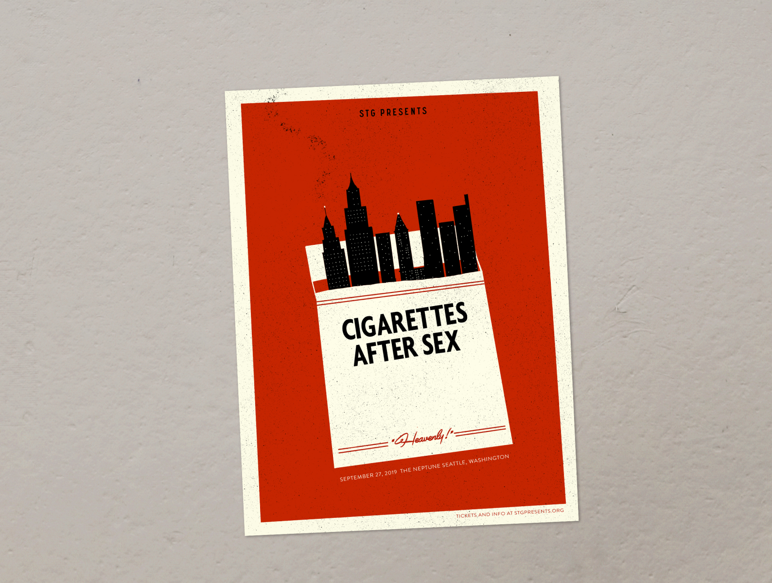 Cigarettes After Sex Poster buildings illustration mid-century midcentury neptune theater neptune theater seattle smith tower stg