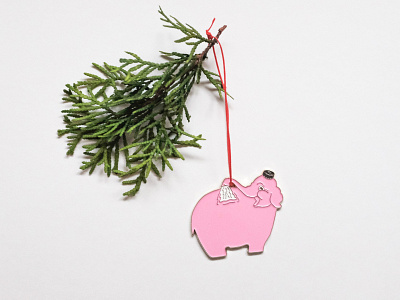 Elephant Car Wash Christmas Ornament carwash enamel holiday neon sign ornament pink seattle