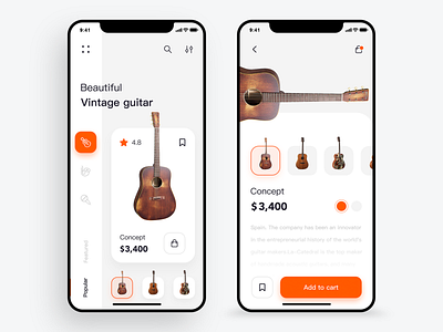 Musical instrument app design e commerce guitar music musical instrument play and sing ui vector