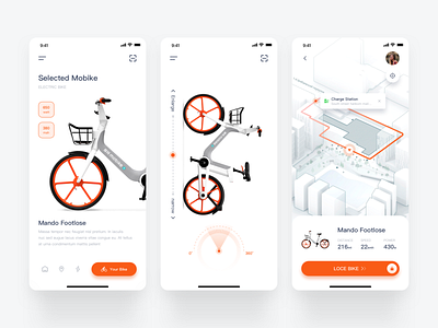 Moyai shared electric bicycle app card design mobike ui