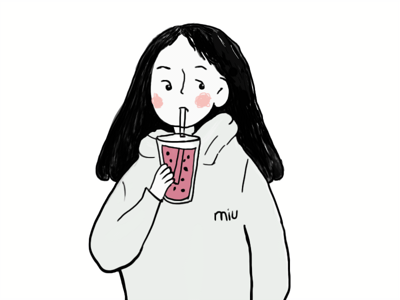 Little girls drink milk tea gif