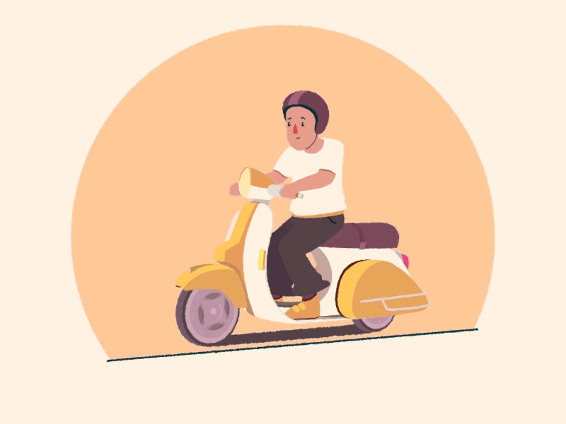 Vespa Road Trip aftereffects animation character design illustration loop retro ride rider scooter trip vespa