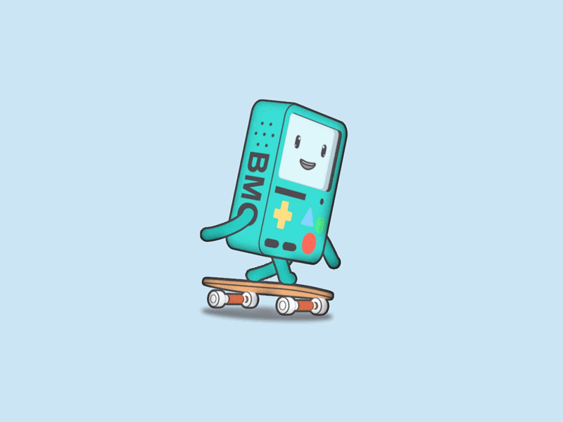 BMO adventure time aftereffects animation bmo flat graphic illustration motion skate skateboard