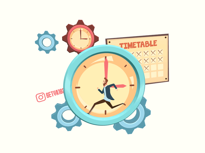 Time Management 3d animation character clock gear illustration looping managment run cycle running time timetable