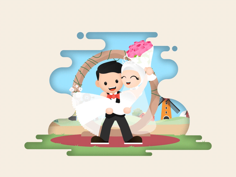 Wedding Celebration aftereffects animation celebration character design flat illustration motion party wedding wedding invitation