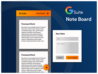 Concept UI for Note Board in Google G Suite