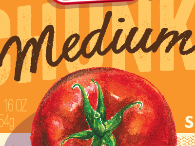 chunky salsa food jar label medium orange package design packaging red tomato type