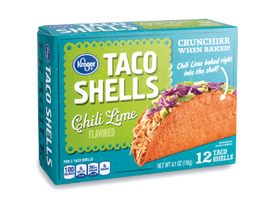 Kroger Flavored Taco Shells box food packaging label design mexican redesign taco turquoise