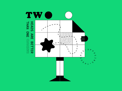 Opposing Thoughts 04 - Two Heads art branding design figma graphic design green illustration map minimal opposingthoughts poster thought typography vector