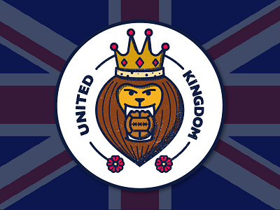 UK Lion badge crest crown football line lion sticker uk united kingdom vector