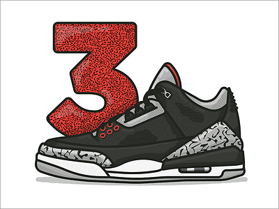 Air Jordan 3 Illustration 3 air black halftone jordan nike red shoes sneakers texture white