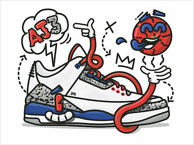 Air Jordan 3 Illustration graffiti halftone hands illustration jordan nike sneaker street art thick wildstyle
