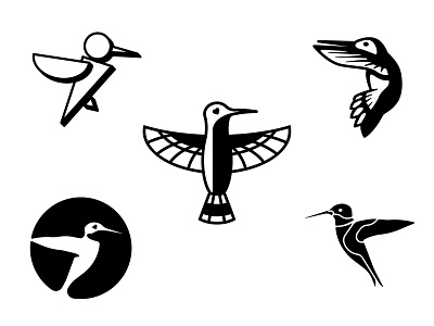 Loser Birds bird bird logo black and white drop shadow hummingbird icon illustration logo negative space thicklines vector