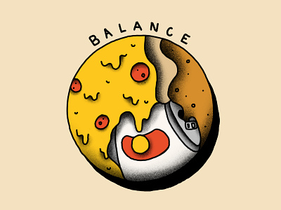 Food Journal Day 14 balance beer design doodle flash food illustration pizza tattoo yin yang