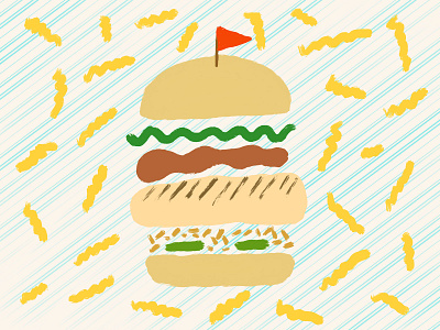 Food Journal Day 21 cartoon chicken design doodle food fries illustration procreate sandwich vector