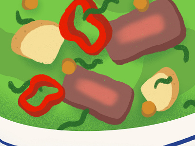 Food Journal Day 27 design doodle food illustration lunch procreate salad steak texture vector