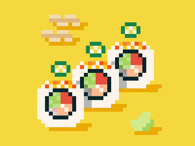 Food Journal Day 29 cartoon design doodle food illustration illustrator pixel pixel art sushi vector