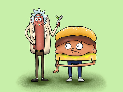 Rickdog & Burgermorty cartoon character design design doodle illustration rick and morty rickandmorty sci fi texture vector