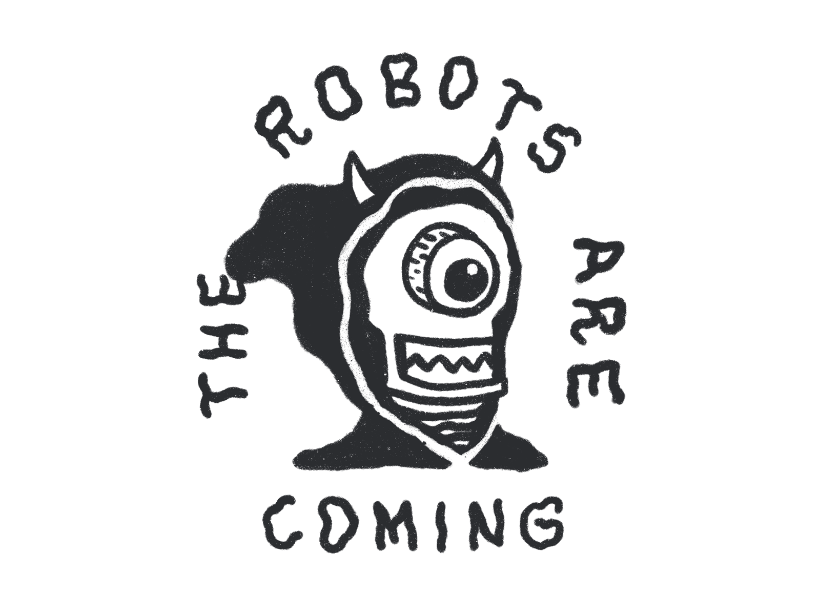 Scary Robots animation black and white cartoon death design doodle grim reaper illustration lettering procreate robot vector