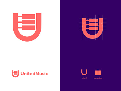 united music logo design dribbble grid logo mark music u