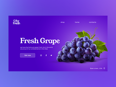 Landing page for a promotional website for freshly squeezed drin