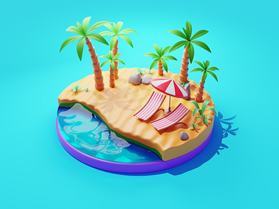 Tropical Island 3d blender concept concept design illustration island sun tropical water