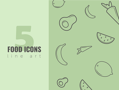 Food icons set fruits icons lineart logo