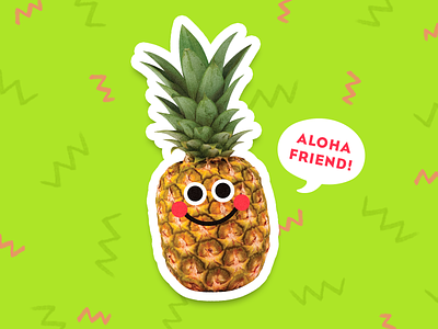 Pineapple Buddy! aloha buddy cute face friend fruit magnet pineapple