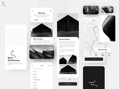 Black Architecture Guide. App concept. app balck ios mobile ui ux