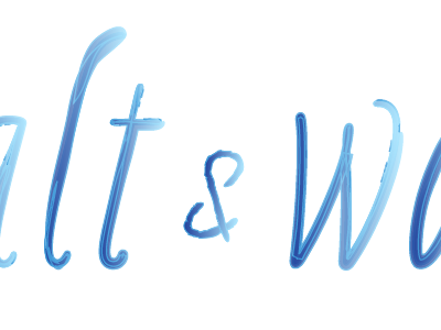 Salt & Water Lettering blue branding coastal handwritten logo magazine script watercolor