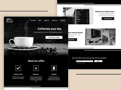 Coffee Website - Coffee Corner app branding business coffee colours design website