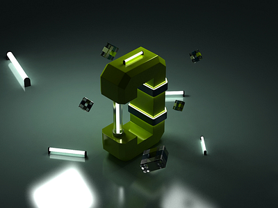 Isometric 3d 3ds max colorful green isometric light o