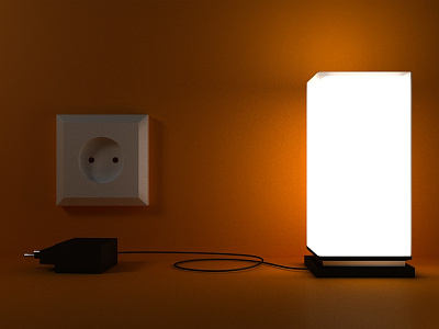 Light 3d 3ds max desk lamp electricity isometric light orange