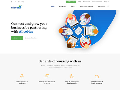 AliceBlue illustration marketing site minimal ui ux website