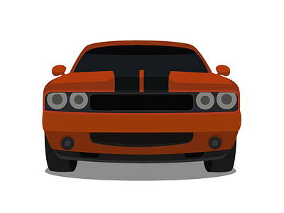 Challenger car flat illustration orange sports
