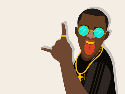 Rapper chains flat gold hip hop illustration rap rapper sunglasses