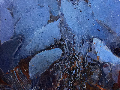 Convergence abstract blue oil painting splatter
