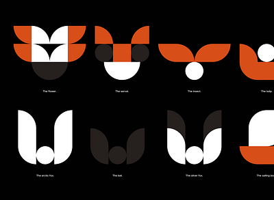 Shapes & figures animals bat boat branding circle flower fox illustration insect logo sailing shapes tulip