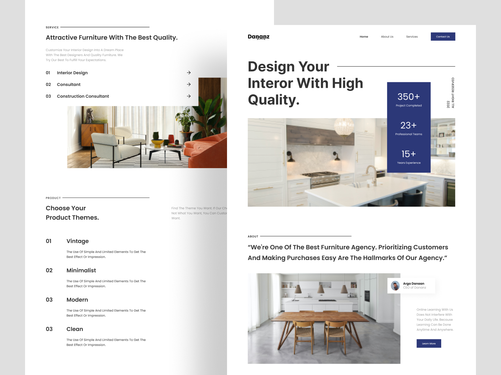 Dananz - Interior Design Landing Page by Momon for Hatypo Studio on ...