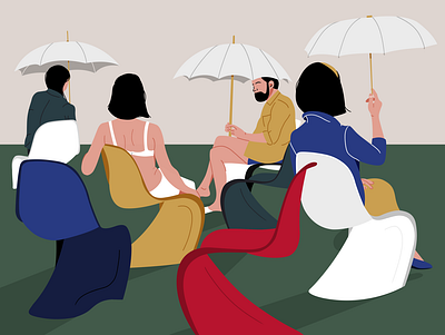 Verner Panton serie #01 design garden illustration illustrator midcentury people umbrella vector vernerpanton