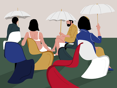 Verner Panton serie #01 design garden illustration illustrator midcentury people umbrella vector vernerpanton